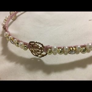 Pink hairband with beads